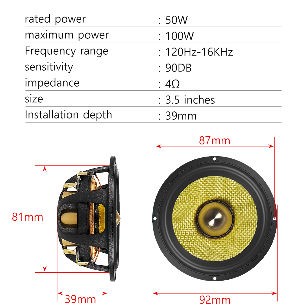 2pcs 3.5-inch Bullet Guided Mi - огляд і ціна Speaker Driver