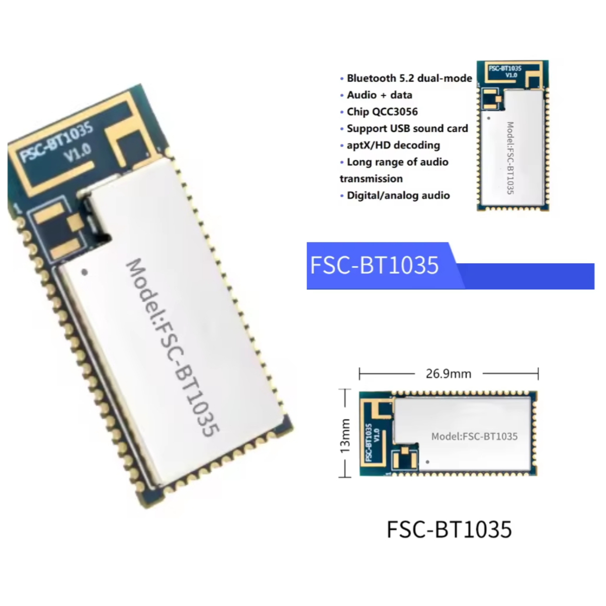 FSC-BT1035 module QCC3056 chip - огляд і ціна Usb Sound Card